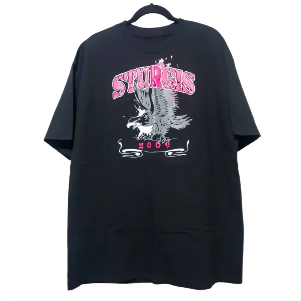 Vintage 2009 Sturgis Motorcycle Rally T-Shirt Womens Black Pink Passed by a Girl